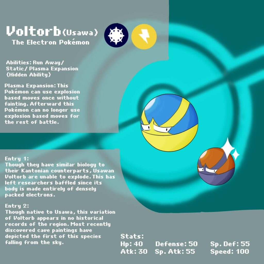 Pokedex Entries for my Regional Voltorb Line (and some clarification on the Celestial Type)