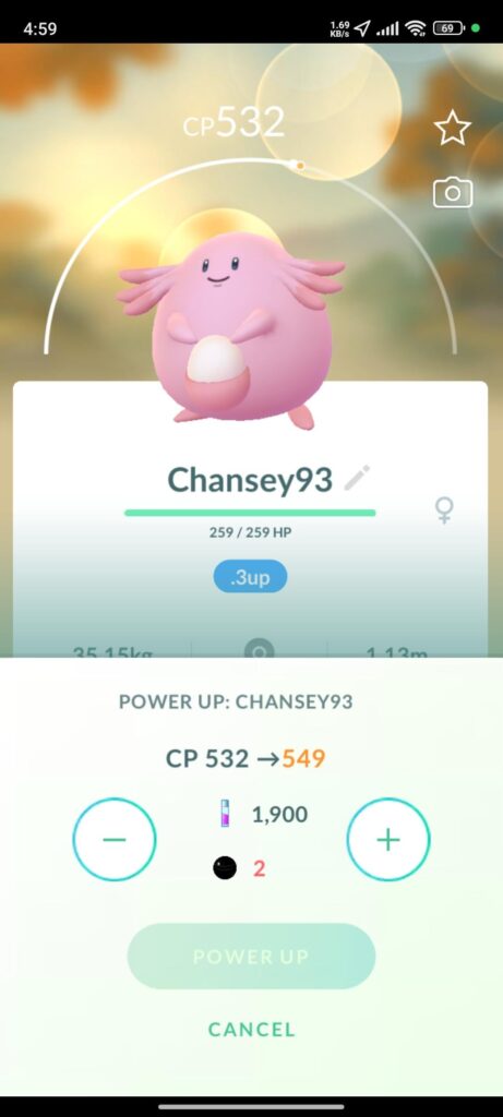 Can't powerup Dynamax Chansey