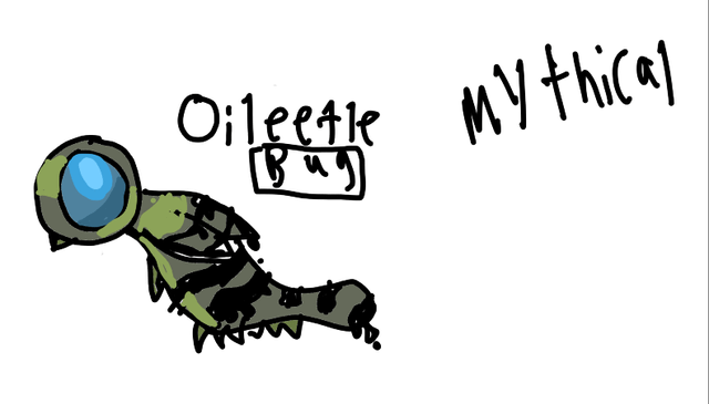 Created my first fakemon, Meet the mythical Oileetle and its evo Arciobyte