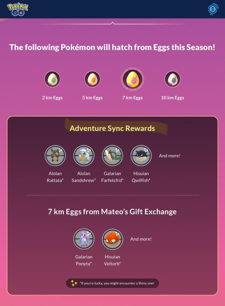 7km Adventure Sync Eggs?