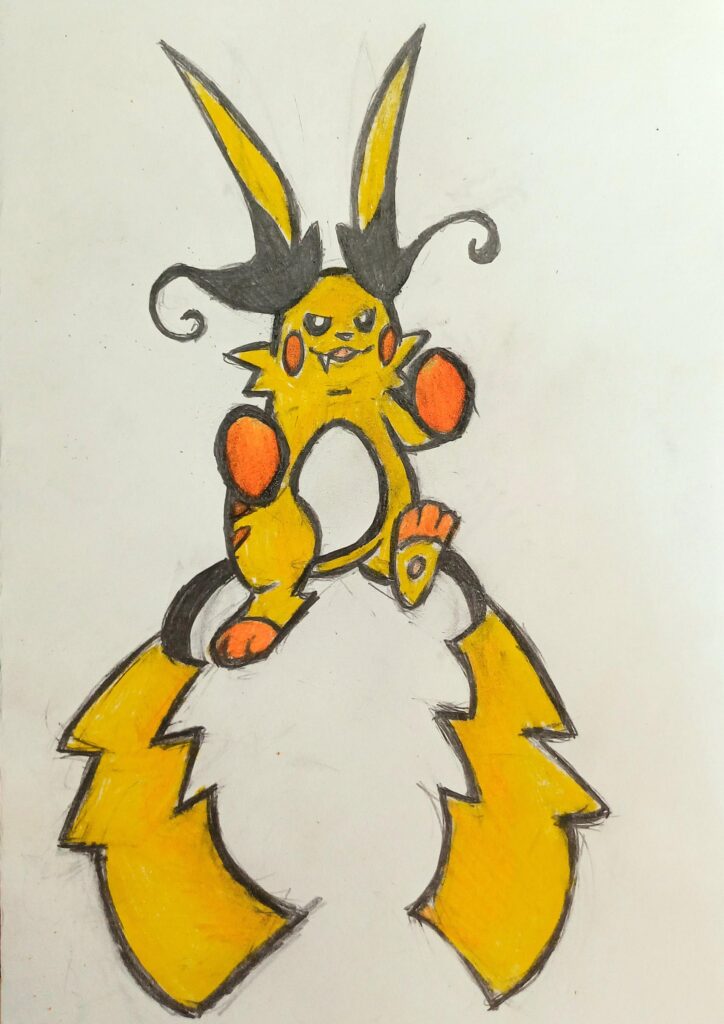 Mega Raichu X but i drew it in a way in which its pickachurism doesnt annoy me as much. Tried to keep changes small enough.