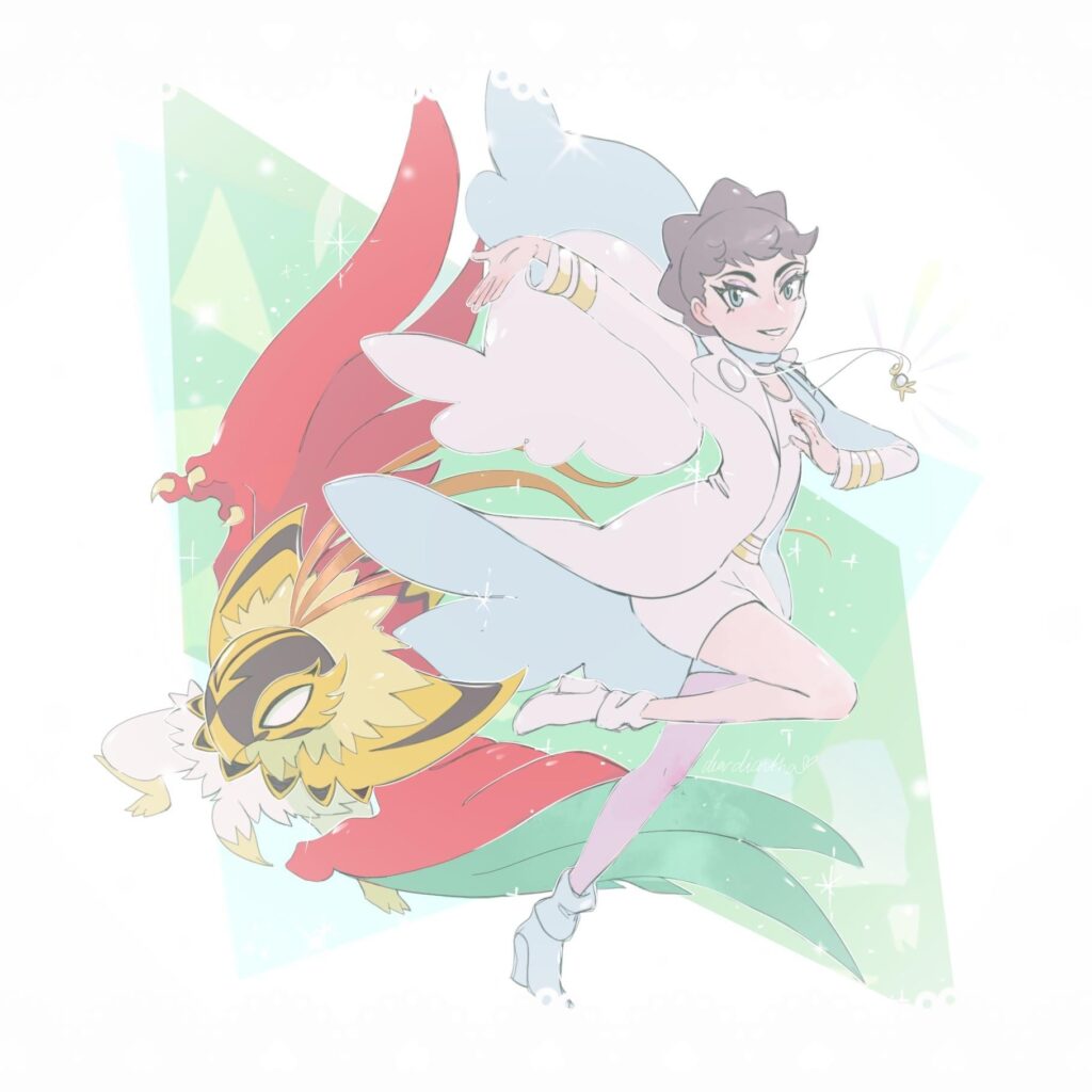 OC: Diantha with a Mega Hawlucha ✨️