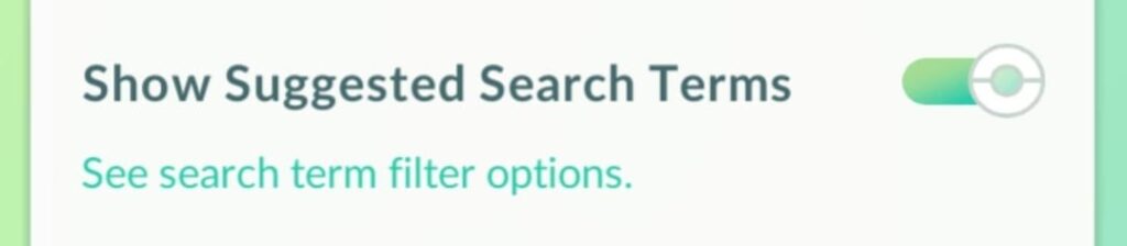New suggested search terms option