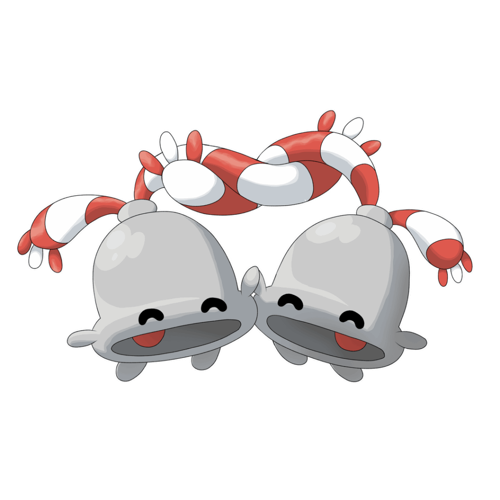 Arkadian chingling (normal/steel), Arkadian chimecho (normal/steel), and matrimelody! (fairy/steel)
