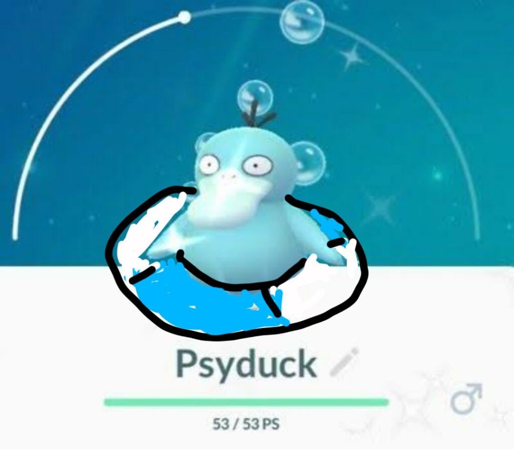 Finally shiny Psyduck with Swim ring after hunting whole day
