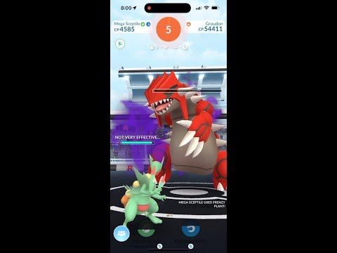 Shadow Groudon Duo Raid by Mega Sceptile, No Purified Gems/Weather Boost/Adventure Effect