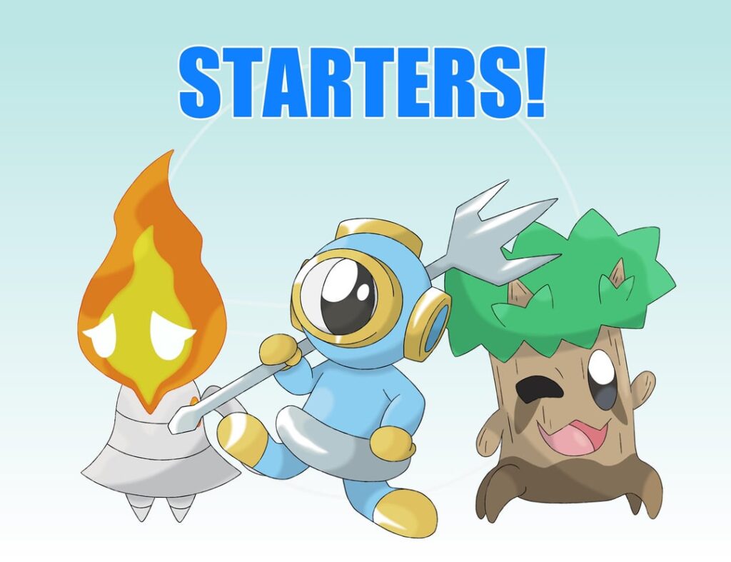 I redesigned my fakemon region’s starters