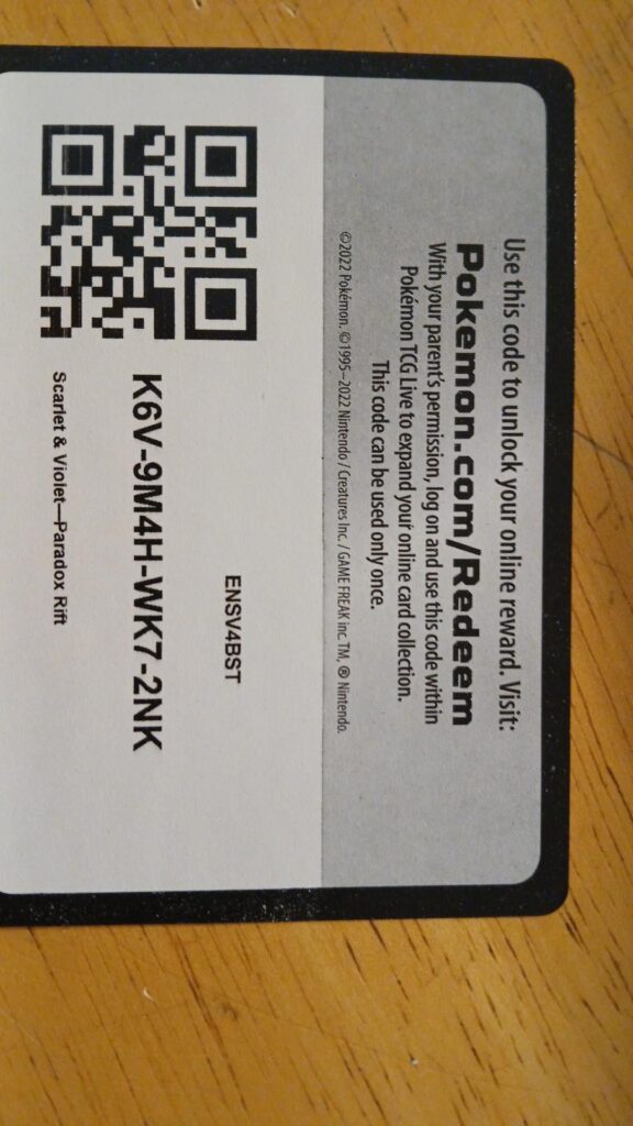 TCG Redeem code