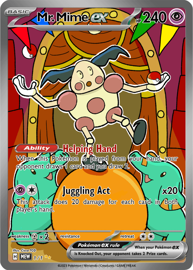 Custom Mr. Mime card I made on stream.