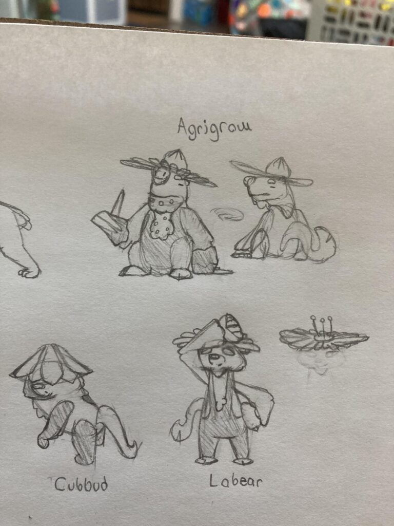 Some Grass type starter Pokemon for an Australia based region. I would appreciate any nitpicks on how to make it look more Pokemon-ey.