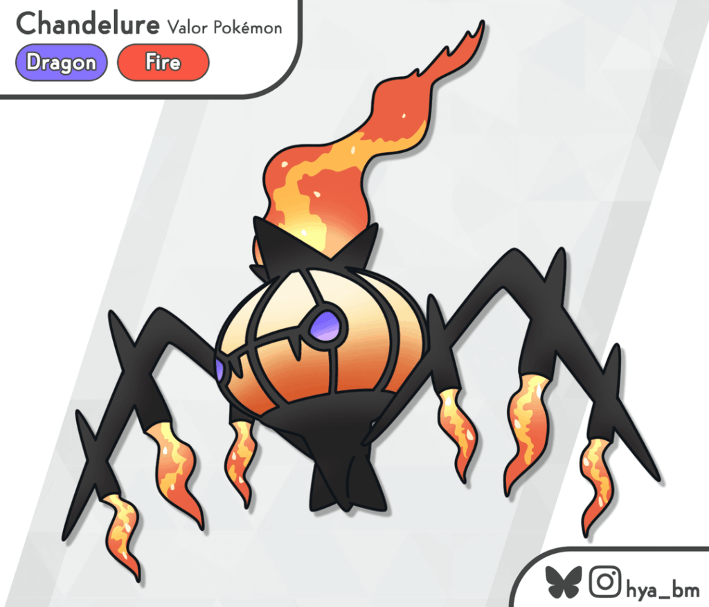 [oc] Bursting with courage, Chandelure! 🔥(Dragon Type Regional Form)