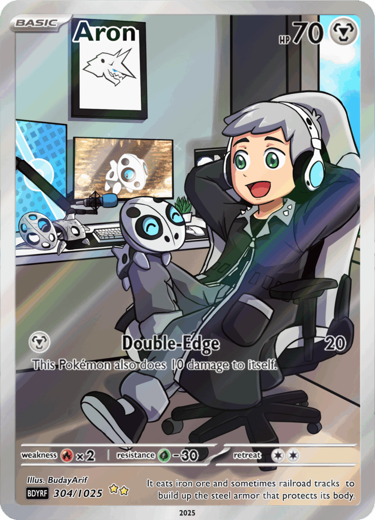 [OC] I made Aron & Trainer Evolution Journeys Card