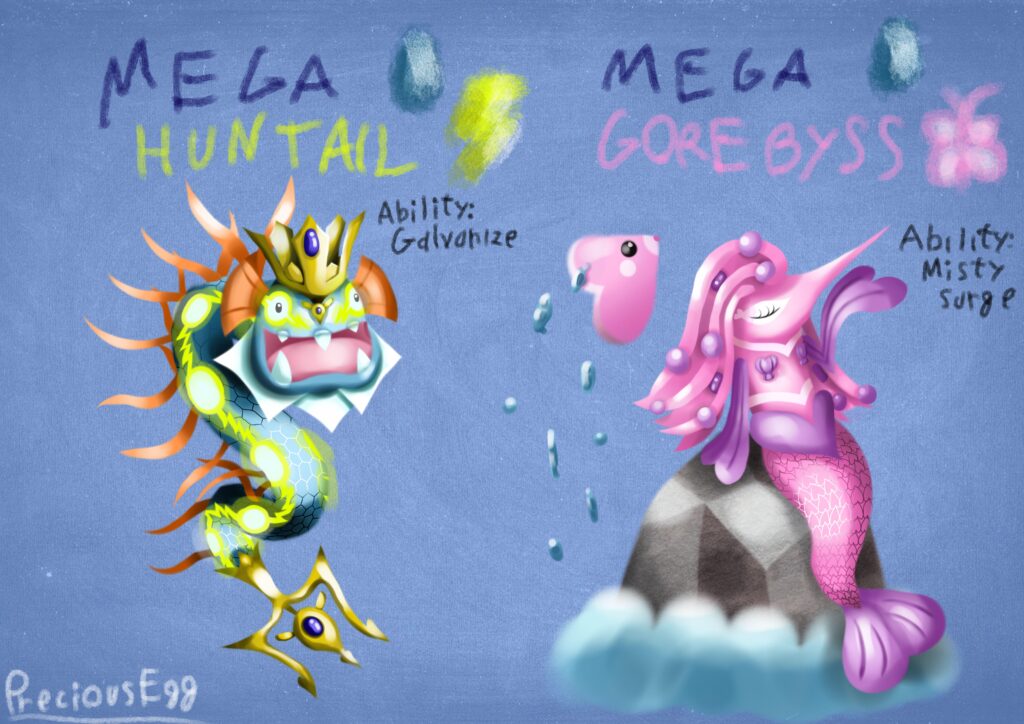 Mega Huntail and Mega Gorebyss [OC]