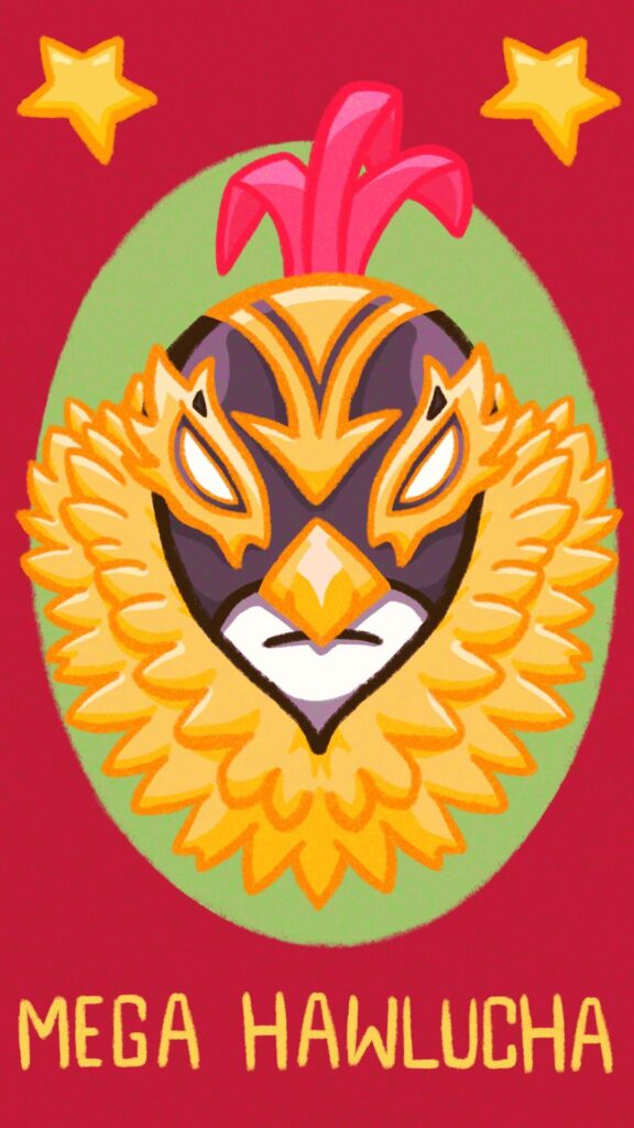 Mega Hawlucha as an old Mexican Luchador Sticker [OC]