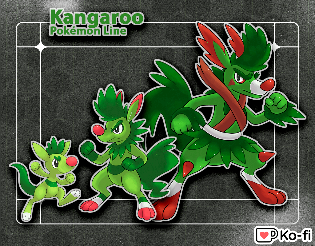 Kangaroo Pokémon - Grass Starter Fakemon Line - @nikairegion