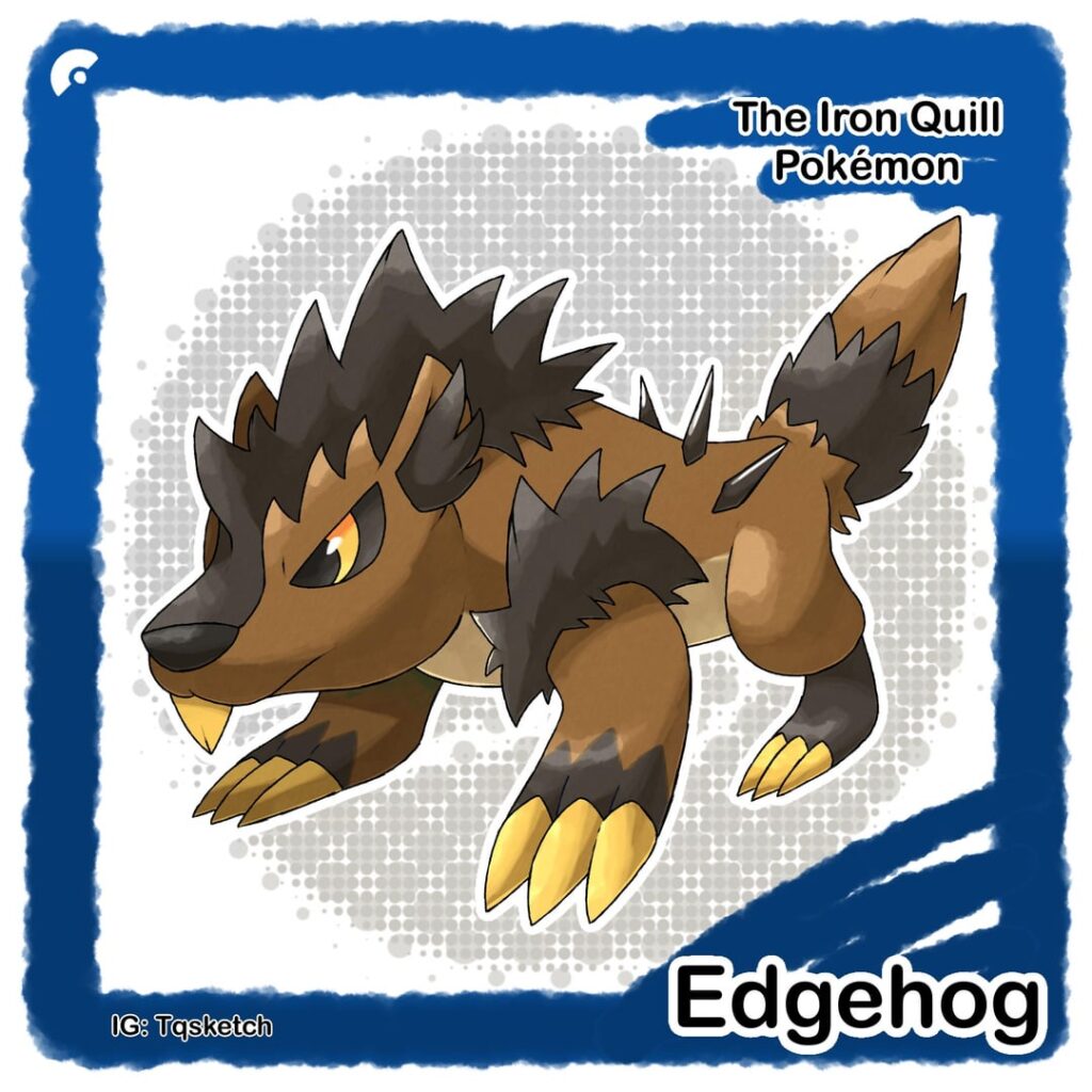 Your Punkupine evolved! Meet Edgehog the Iron Quill Pokemon (normal/steel)