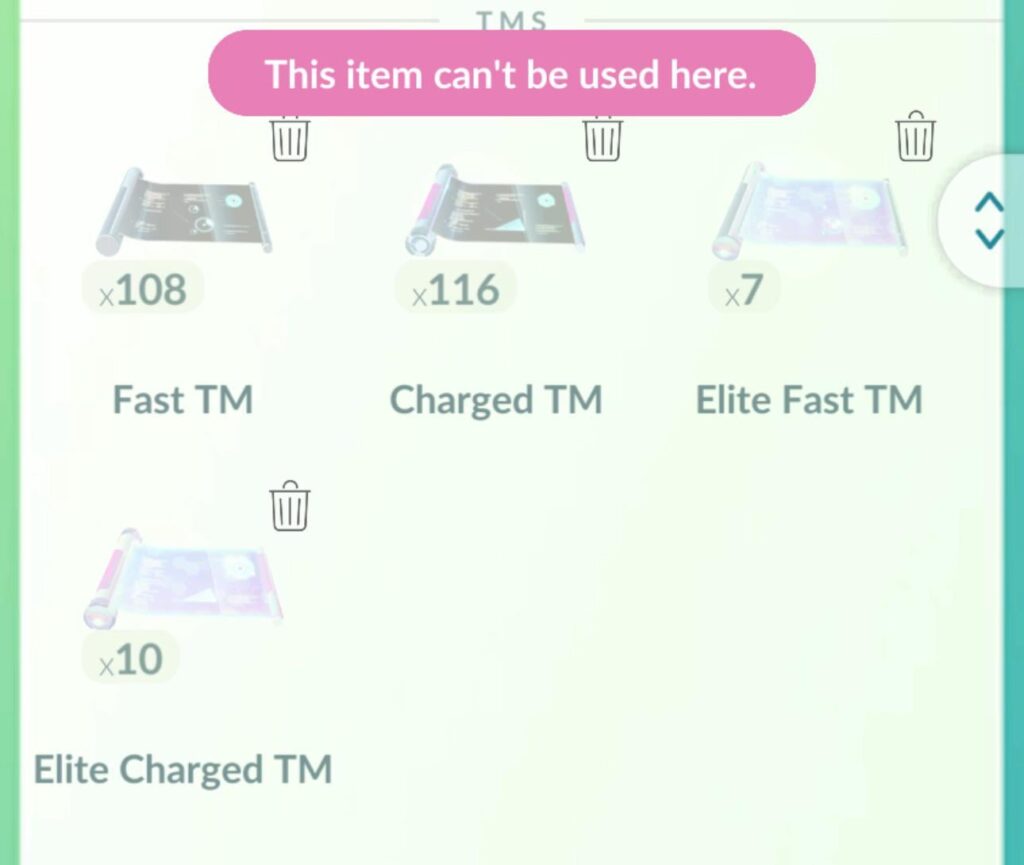 Why can we only use TMs in the items menu
