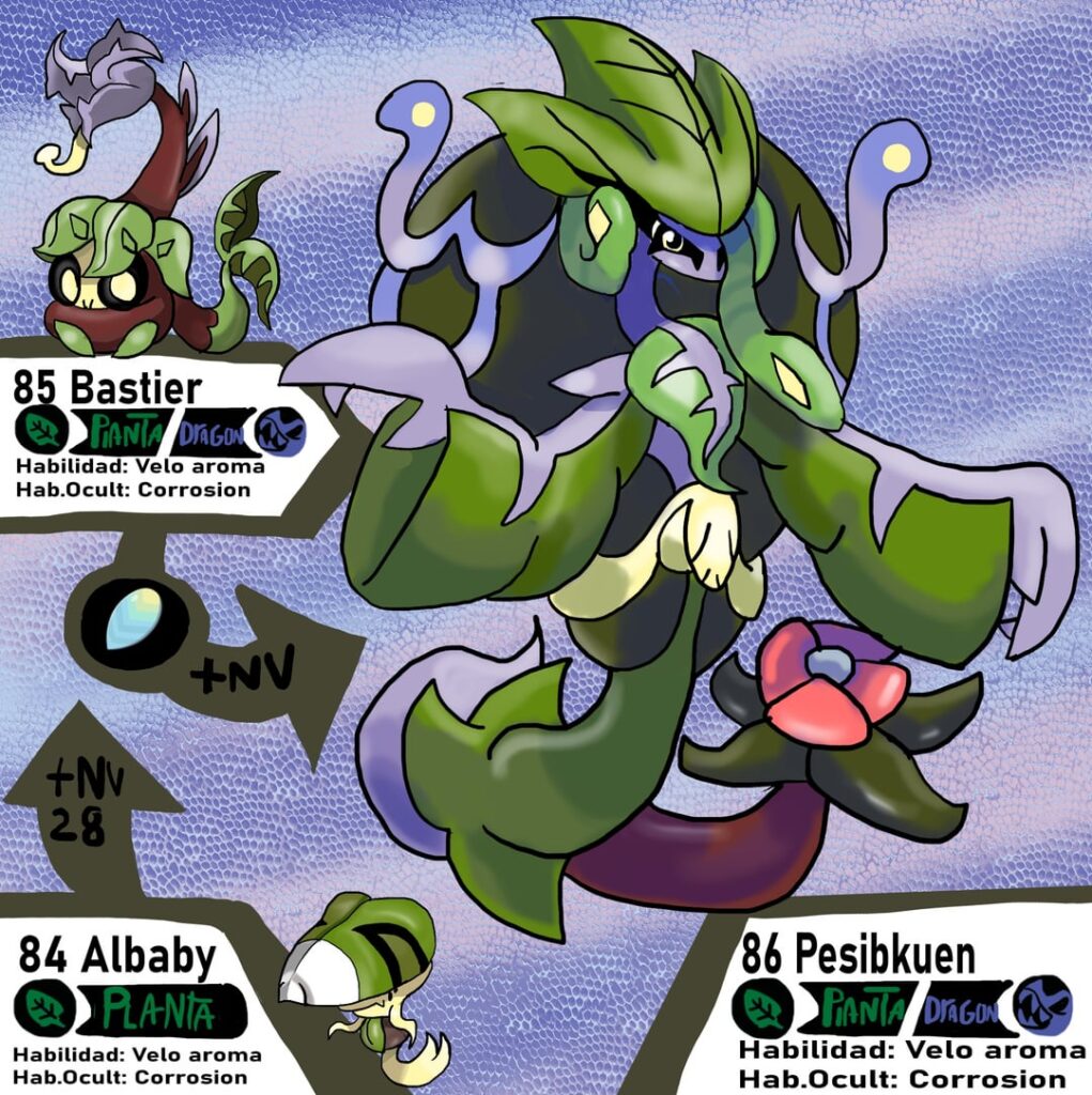 Inspired in the basil and the basilisk i made a new "plant female" pokemon