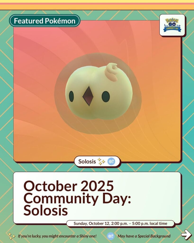 Solosis Community Day Niantic Infographic