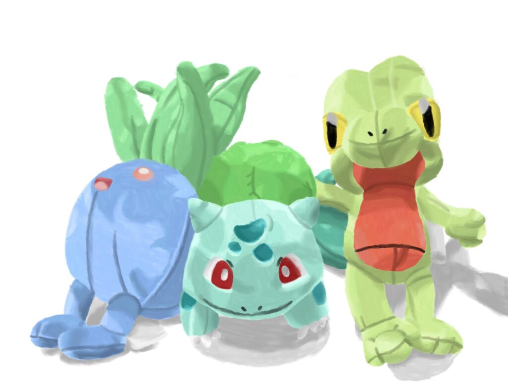 My grass type Pokémon plush toys