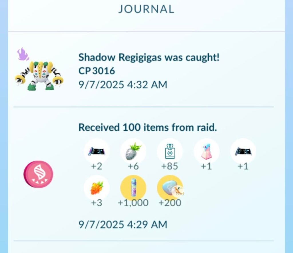 Encountering only shadow regigias after completing mega raids