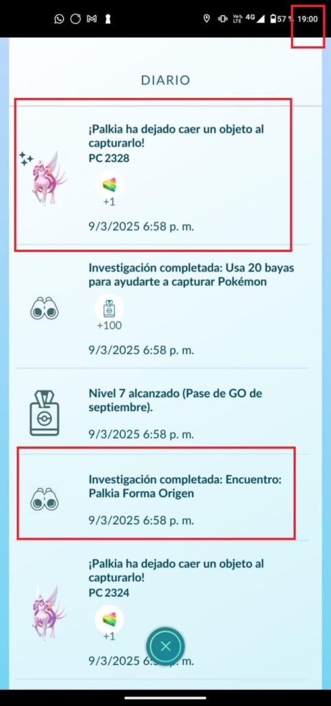 Rare Candies XL from Origin Forme Palkia Compensation Research, catched in the Legendary Hour
