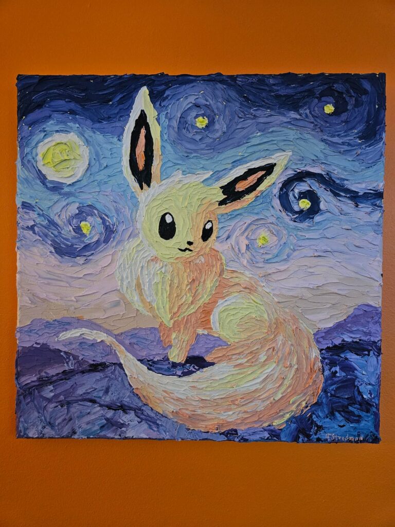 Eevee. Acrylic on canvas 12" x 12".