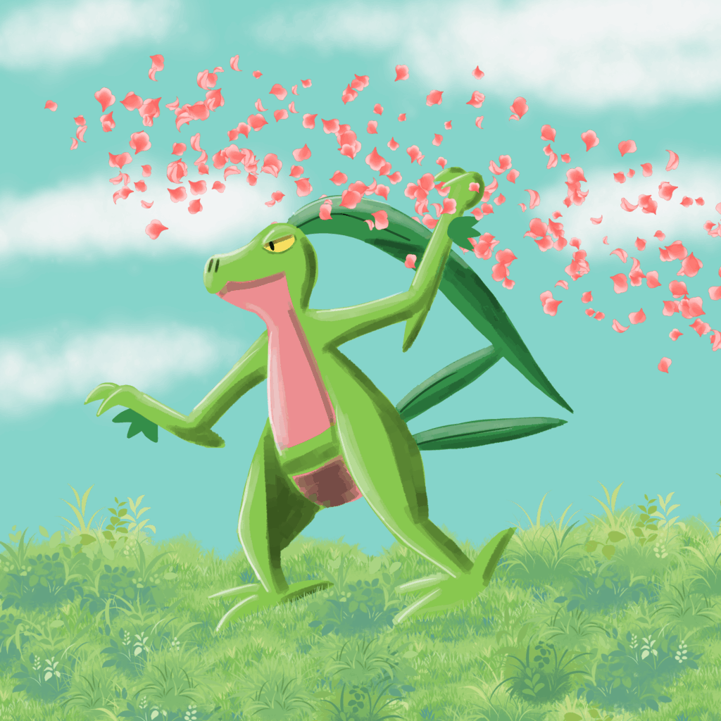 Grovyle used petal dance, it's super pretty