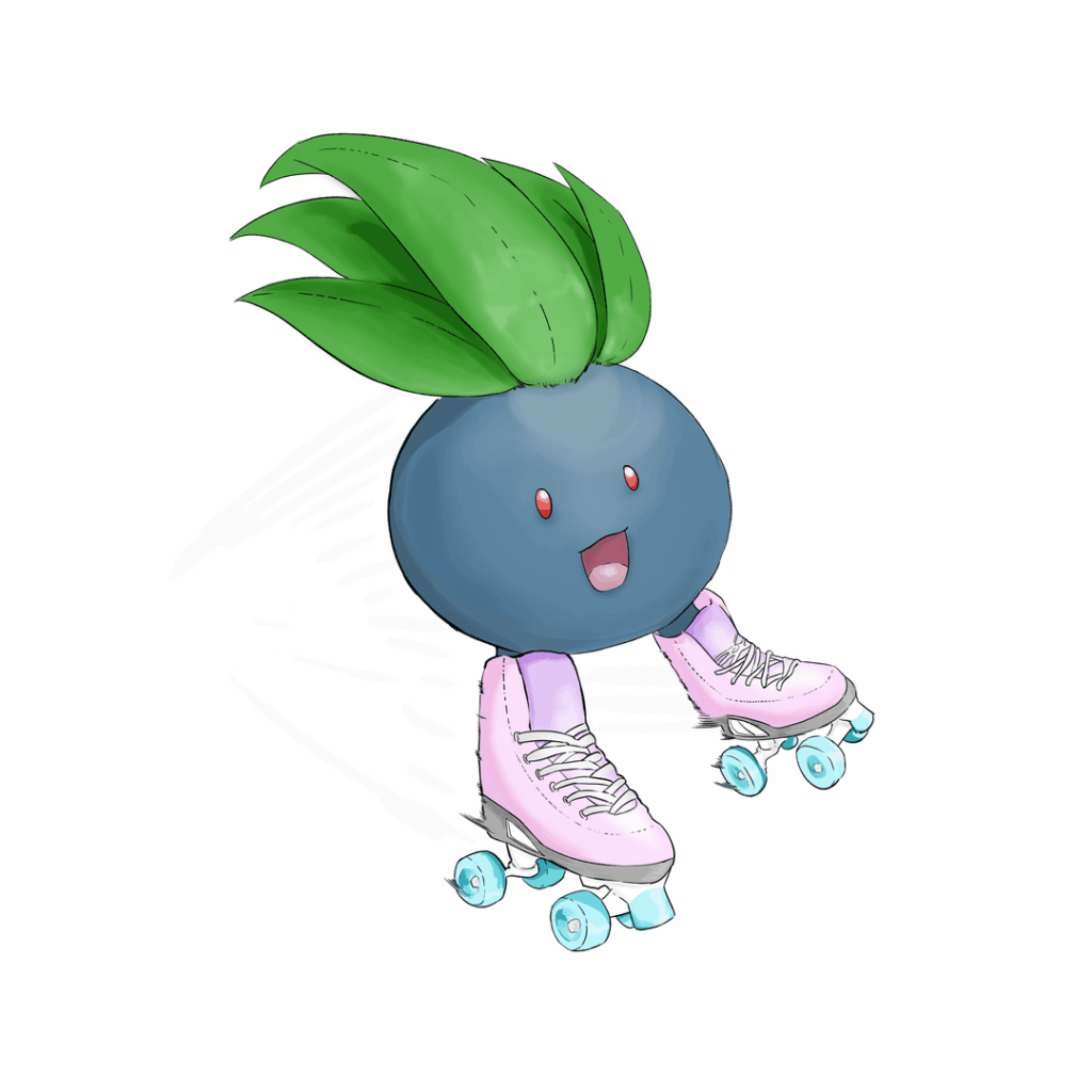 I drew Oddish with roller skates on (someone requested)