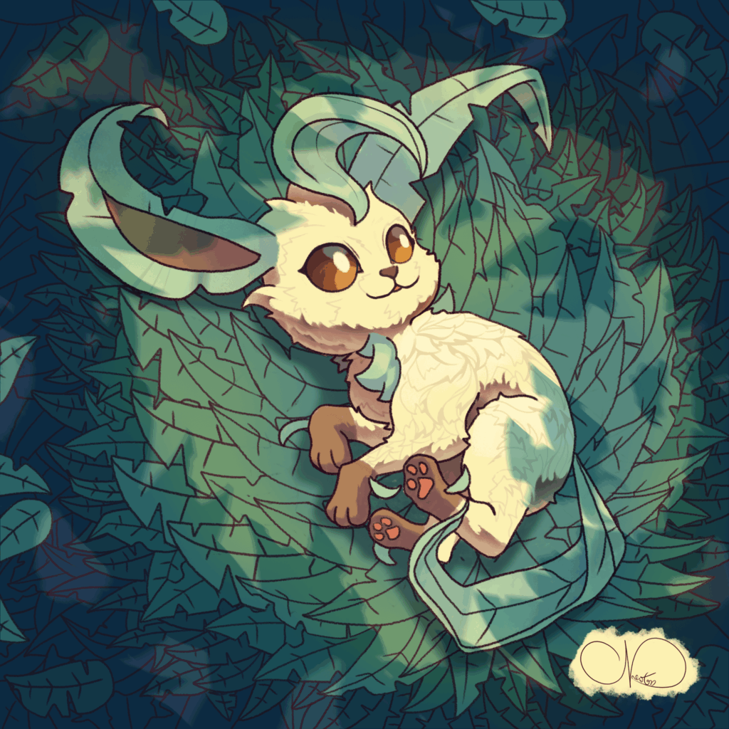 Cozy Leafeon taking a well-deserved nap
