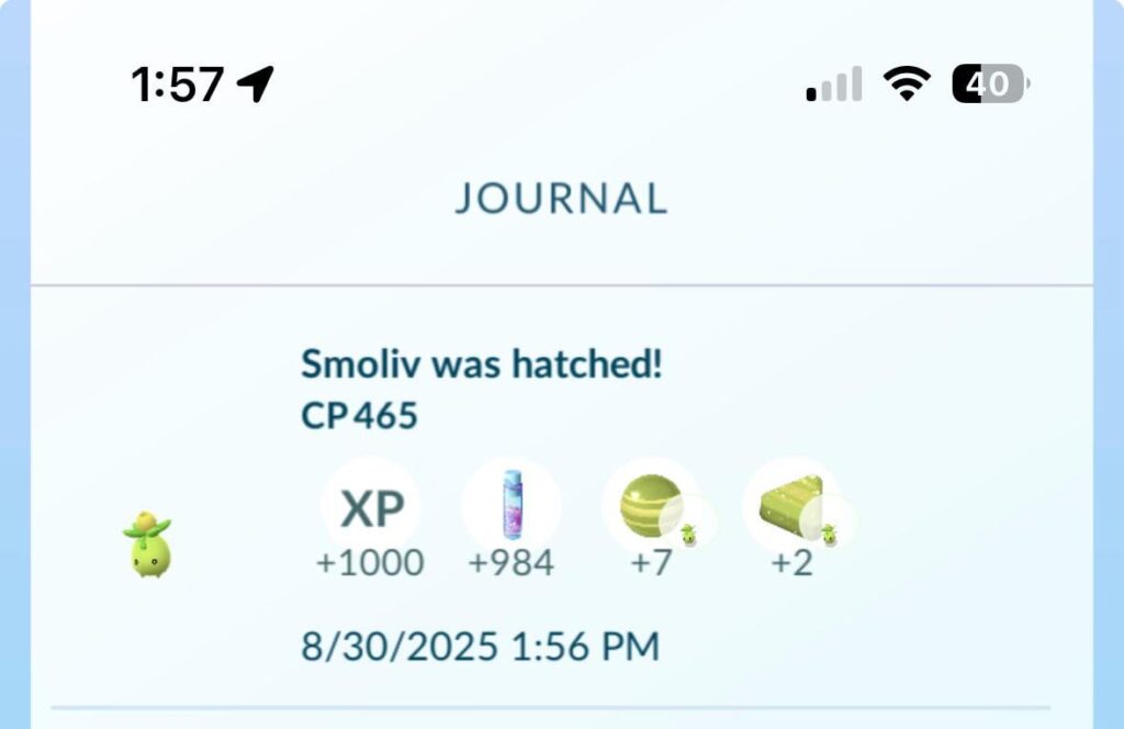 Journal now showing candy and stardust rewarded from an egg hatch