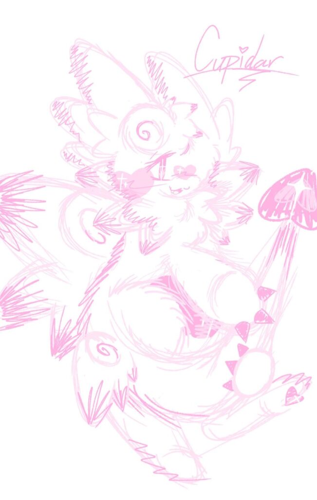 Quick little doodle of a Legendary I had in mind! No info or anything unfortunately, just a sweet cupid dragon who wants to spread love <3