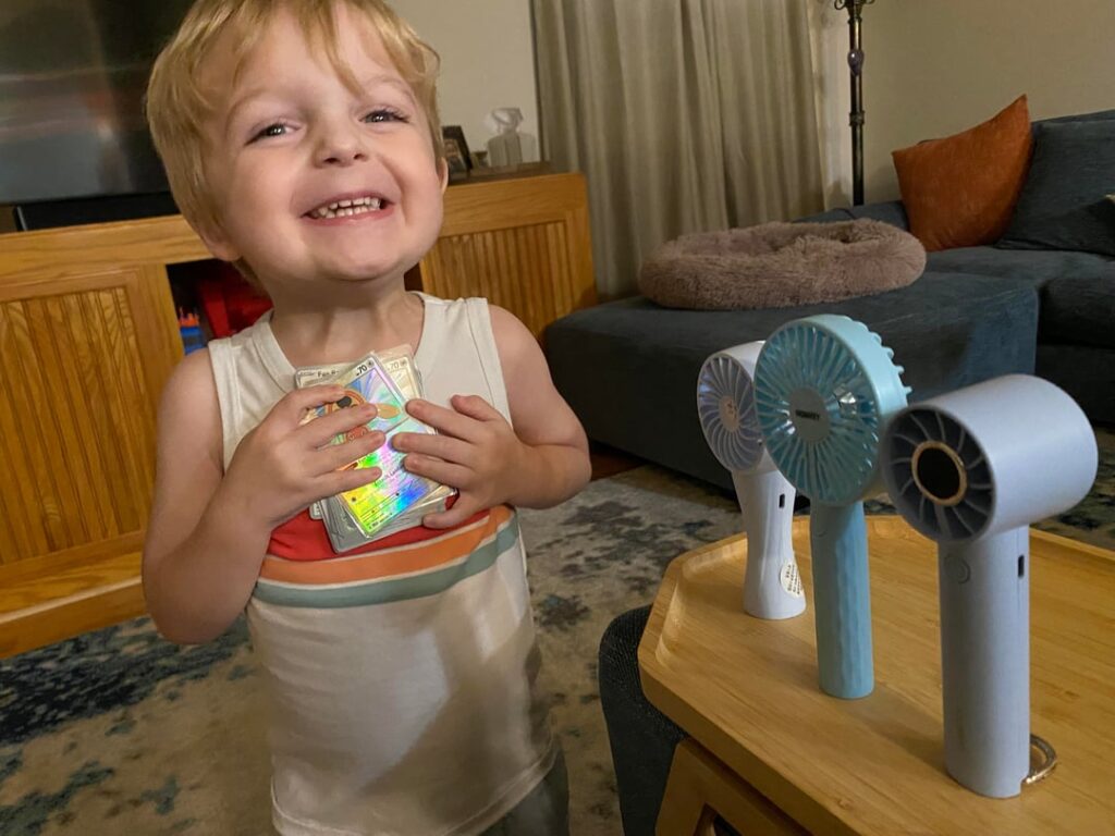 I took my fan obsessed toddler to his first card show today. We got our first Pokémon cards together. Forget the Charizards, forget the Lugias, forget the Pikachus. We got the important cards.