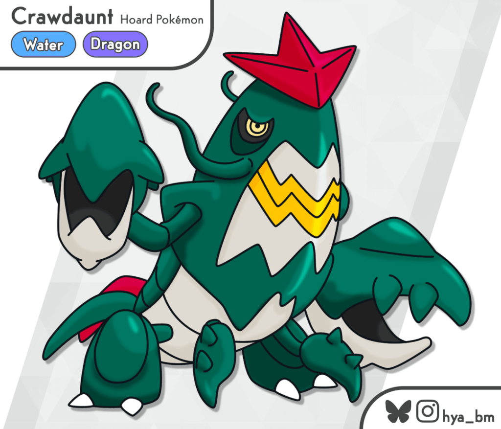 [oc]Guarding its precious underwater treasure: a dragon type Crawdaunt regional form!