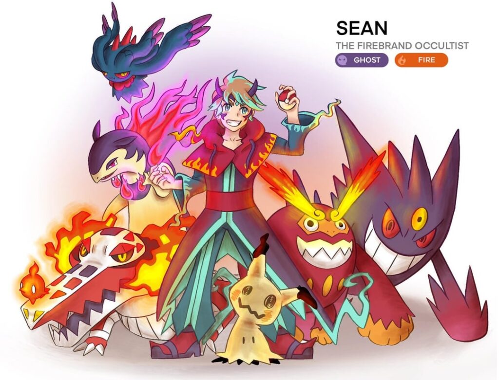 Art I made of my bf and I as gym leaders for our favorite elemental types