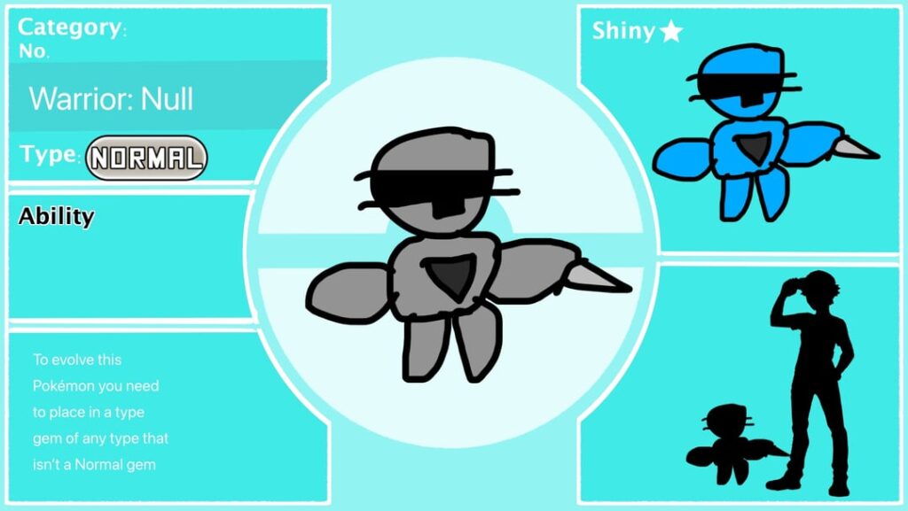 I made a fakemon who’s evolution is a split evolution and you have to use type gems to evolve it