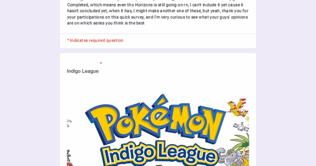Best Pokemon Anime Survey