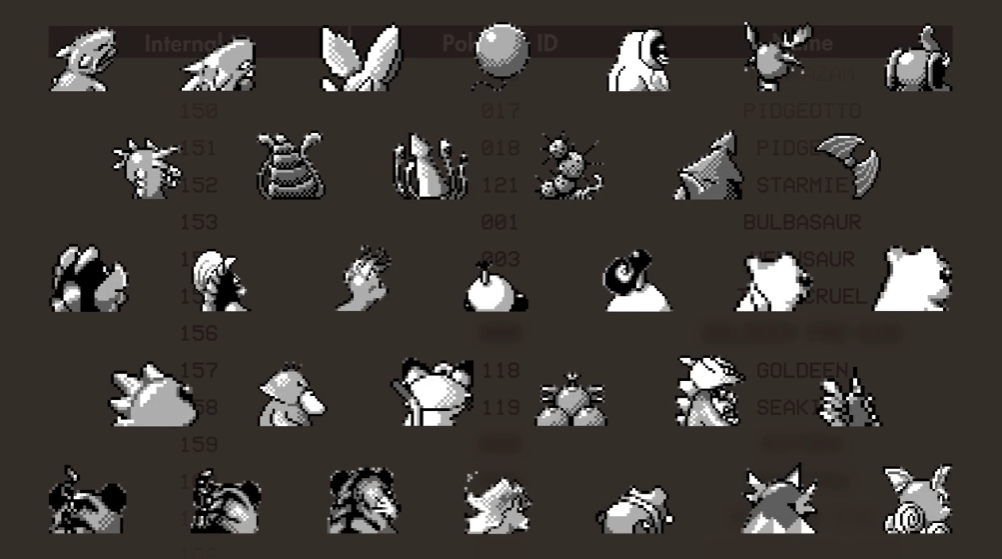 Backsprites for unreleased Pokémon (from old Pokémon Blue leak)