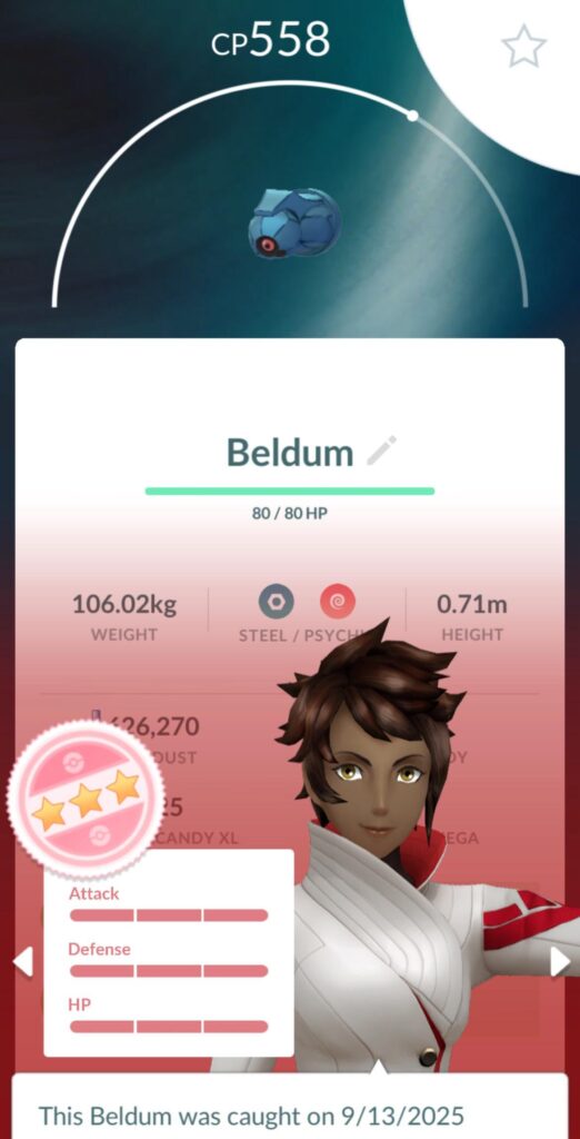 PSA: Perfect IV Beldum hatches with 558 CP. When’s the next event to evolve with Meteor Mash? :D