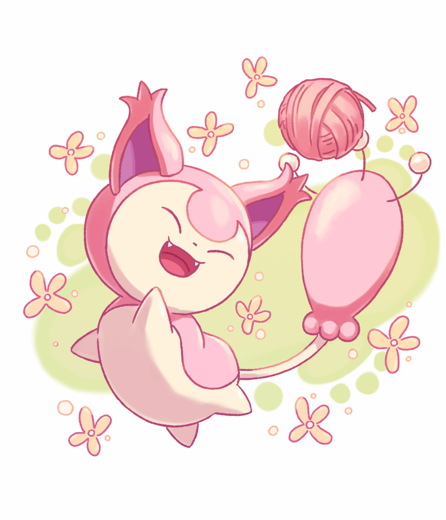 [OC] I drew Skitty playing with a ball of yarn.