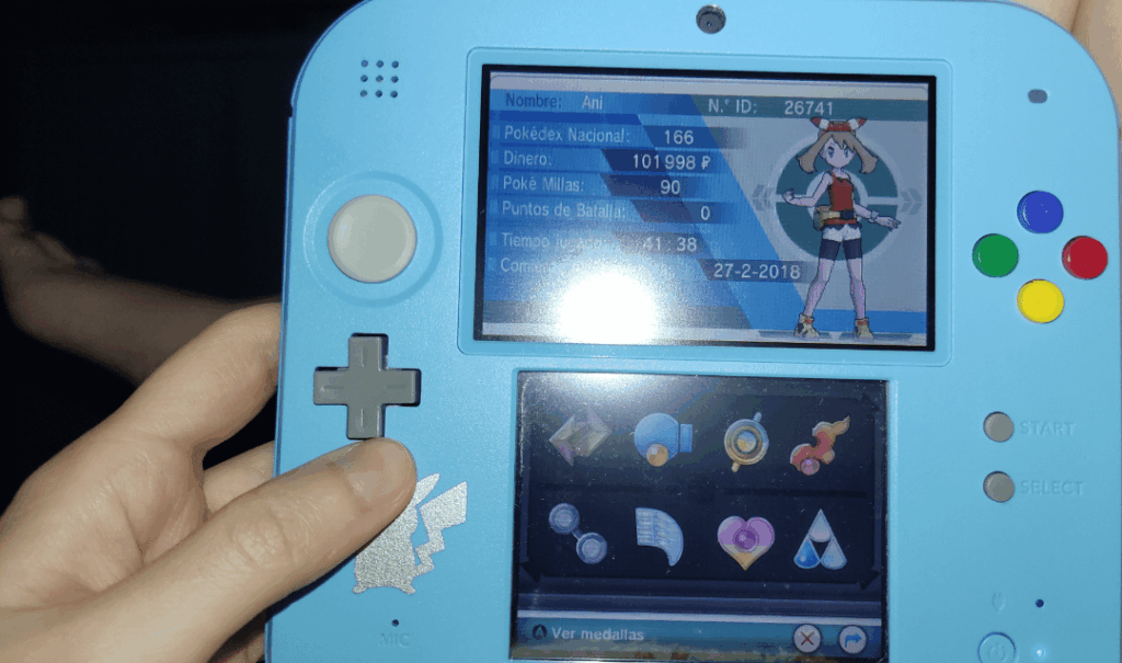 I took out my 2ds and entered my sapphire game, I stayed just before the Pokémon pre-league cave, pay attention to the date