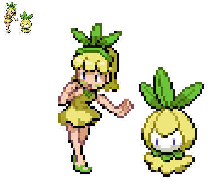(OC) Shiny Petilil Gijinka Sprite! 🧅💚✨