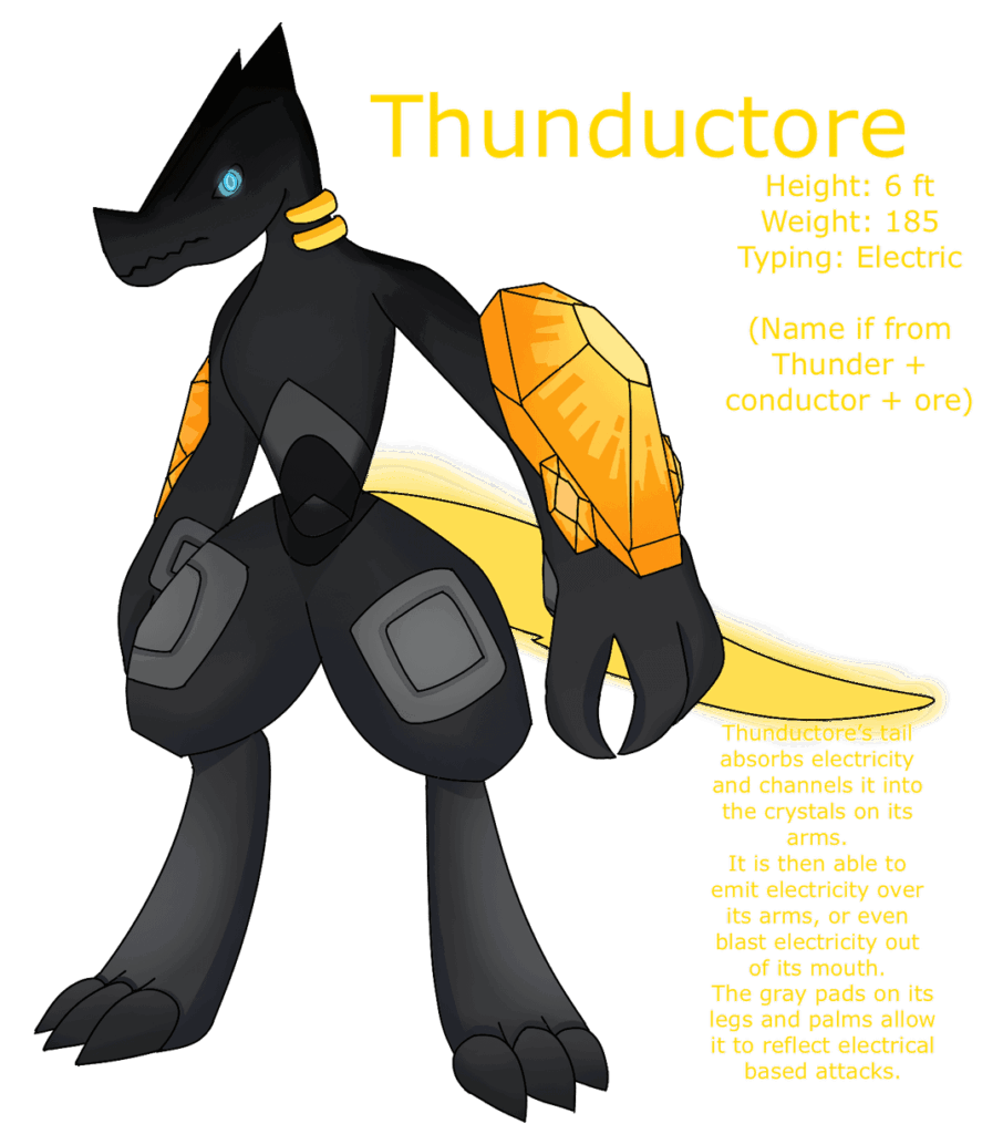 Meet Thunductore! (Shiny too) I tried to combine Garchomp and Charizard in some kind of way. Let me know how I did! I love getting comments 🔥🔥🔥
