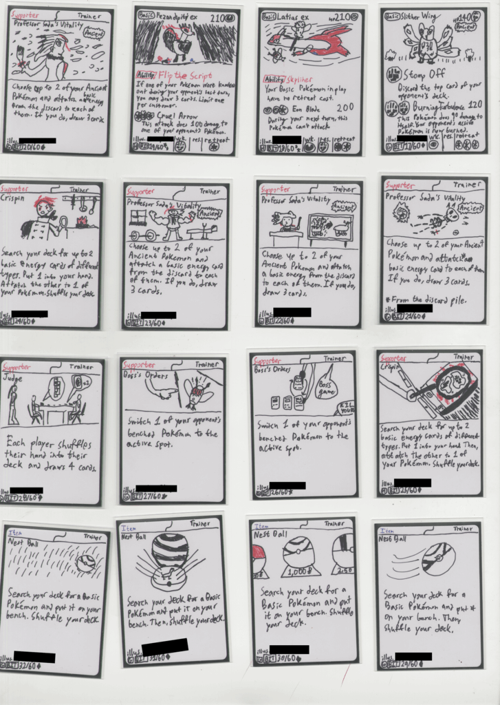 I decided to draw every single card in my Pokemon TCG Deck!