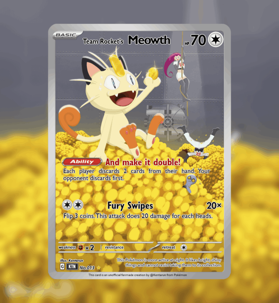 Team Rocket's Meowth TCG art I made [OC]