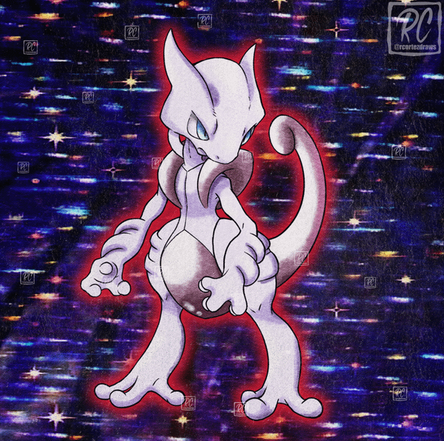 Mega Mewtwo X & Y Gen 1 Retro Style! [OC]