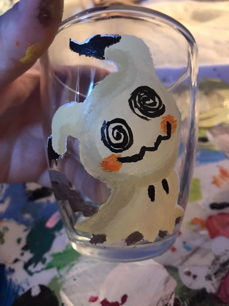 [OC] Hand painted Mimikyu glass
