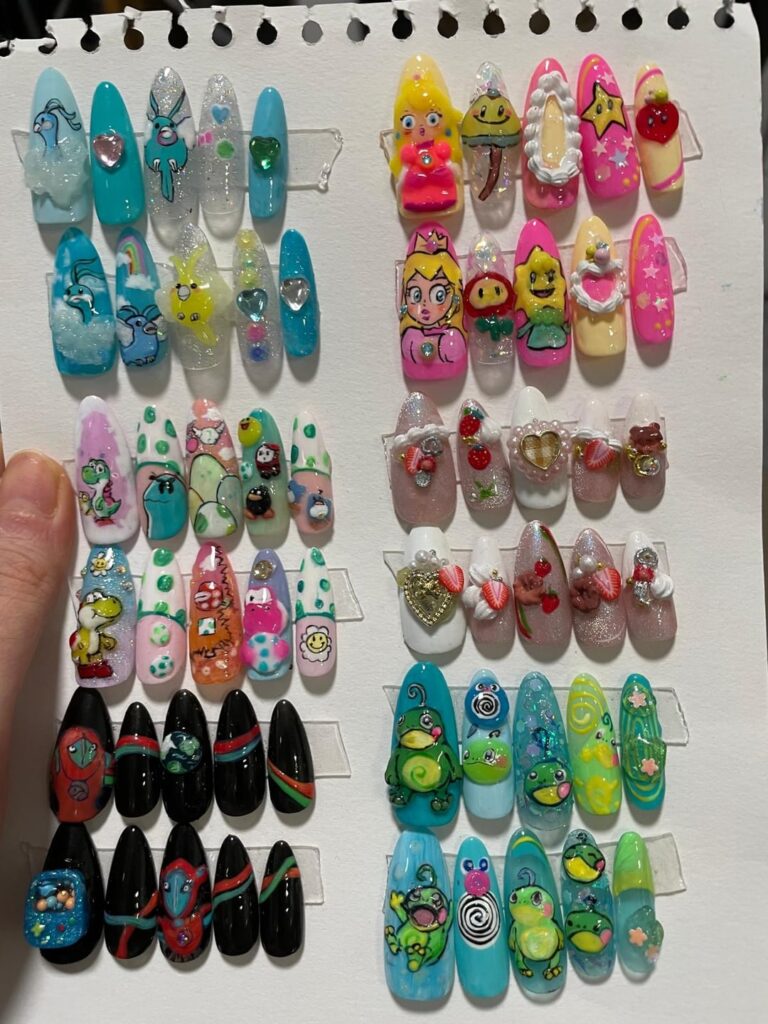Went absolutely nuts and made a whole sheet of pokémon themed nailz!