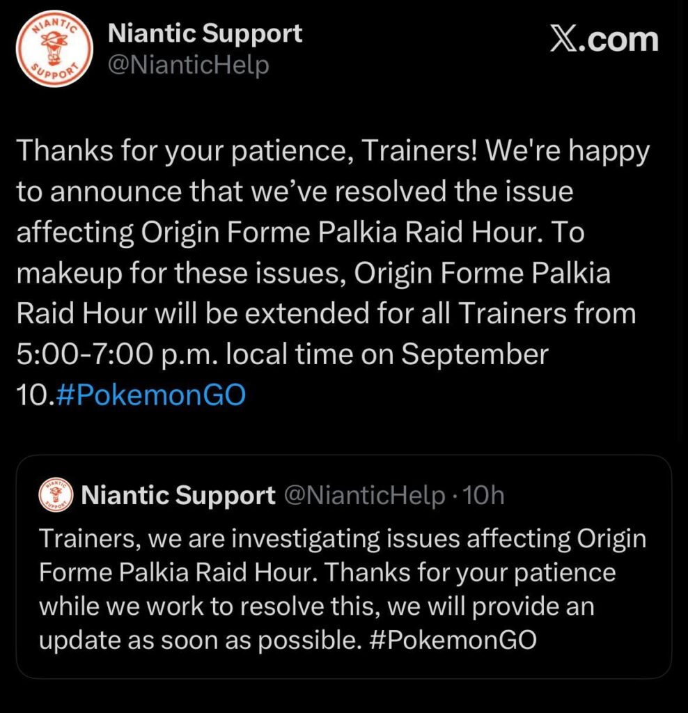 Sep 10 Raid Hour will be extended
