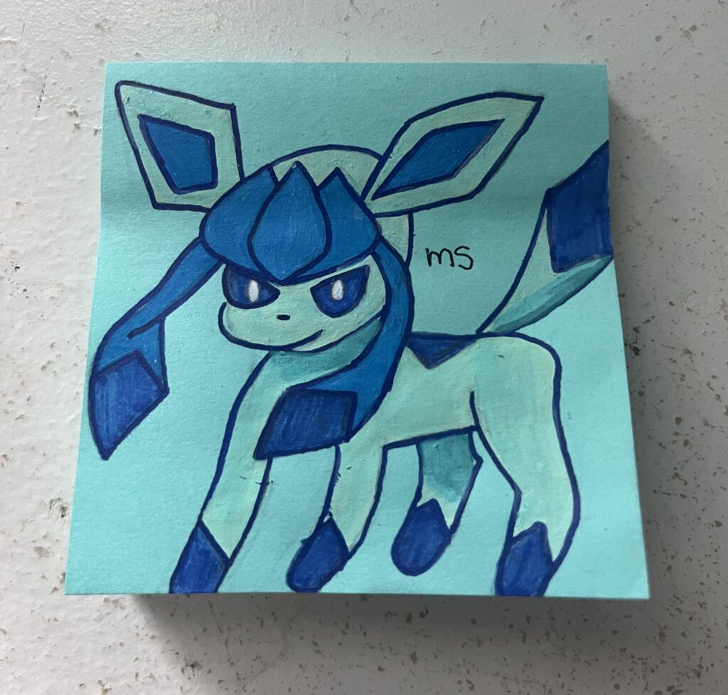 glaceon post-it note drawing!!